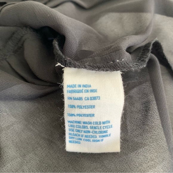 AMERICAN EAGLE Women’s Black Tank Top Sheer Flowy Chiffon Raw Hem Pleated SZ. SP - Picture 13 of 14